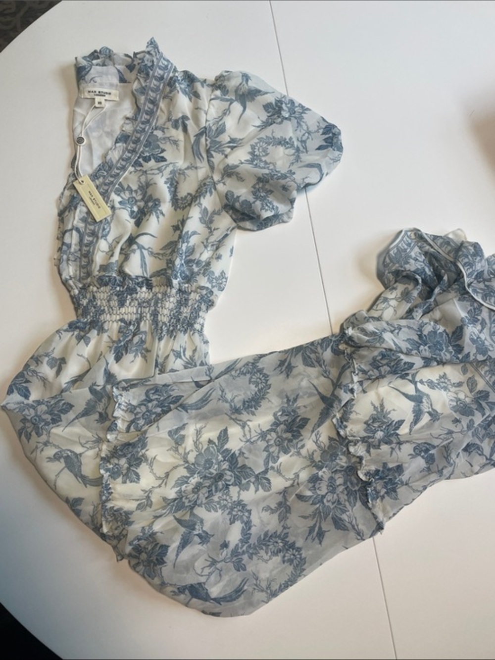 Max Studio Blue and White Floral Maxi Dress